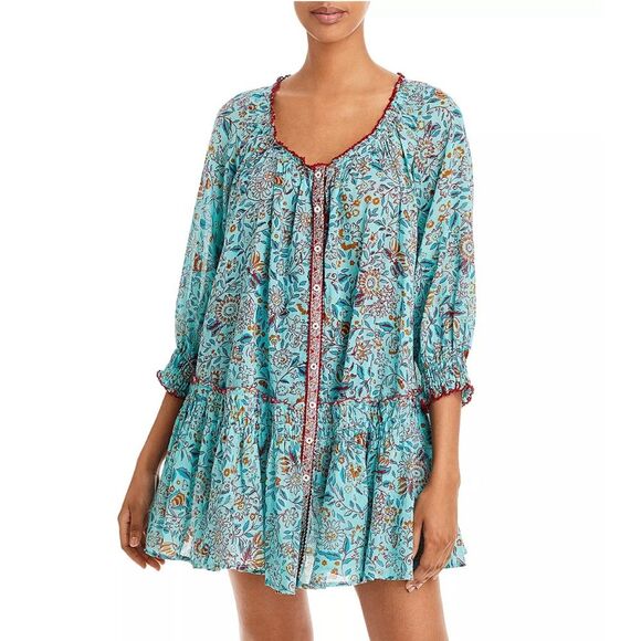 Poupette St. Barth Tesorino Mini Dress, Blue/ Red Trim, NWT, Size S/M - Picture 2 of 9